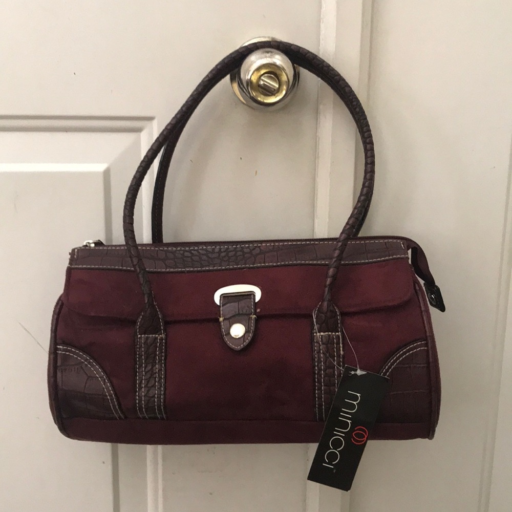 Burgundy suede and leather purse
